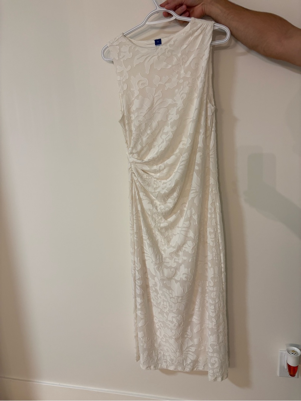 Women's Cream Textured Midi Dress